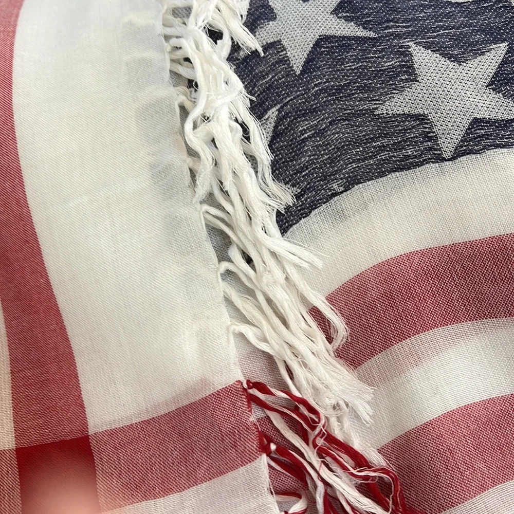 44” square patriotic fringed scarf/table cover - Picture 5 of 6